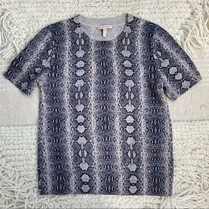 REBECCA TAYLOR tan and black snakeskin wool short sleeve sweater M